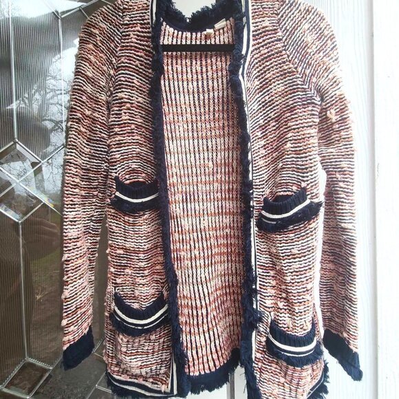 Anthropologie Moth Knit Boho Artsy Bohemian 70s Fringe Cardigan SMALL - Picture 11 of 11